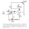 Schematic of trigger circuit. It simply takes the output from the motion sensor, which is about +3.5V, and uses a transistor to control a relay.  The relay terminals are connected to the control pads of the sound module.