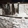 Rock texture behind the trestle was selected to show vertical weathering and deep erosion. The trestle bents are held in place with rubber bands.